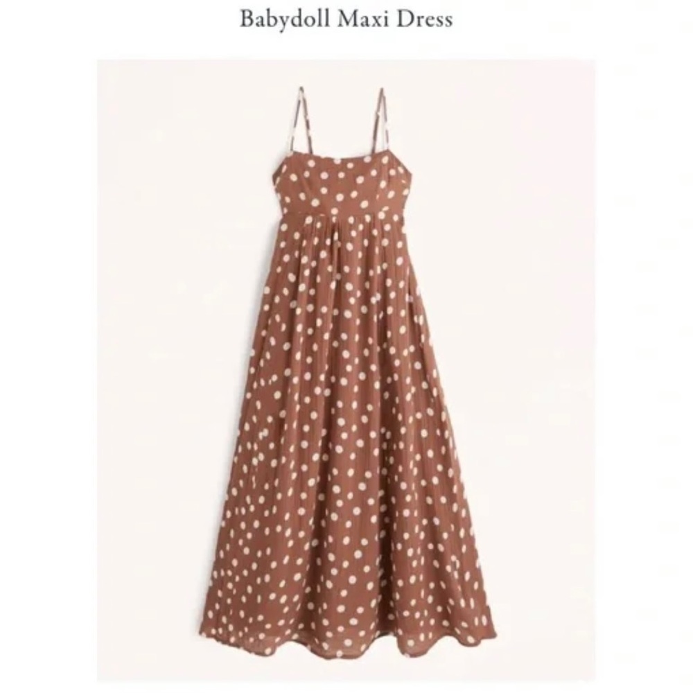 Abercrombie and Fitch burnt orange polka dot maxi dress